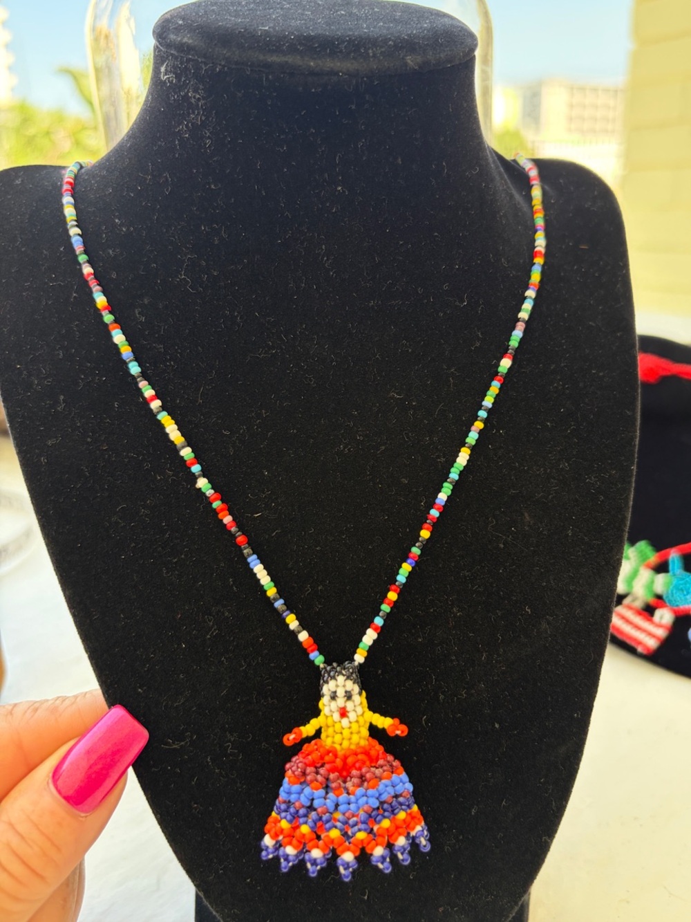 Handmade Multicolor Beaded Girl Pendant Necklace - Kids Accessories